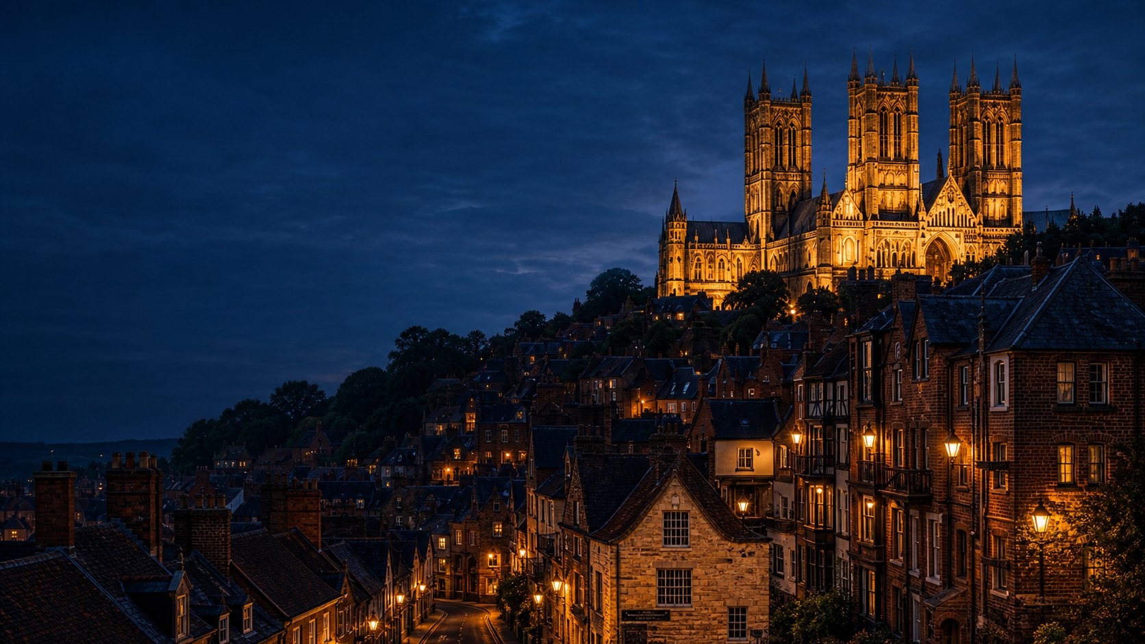 Lincoln Cathedral above the city