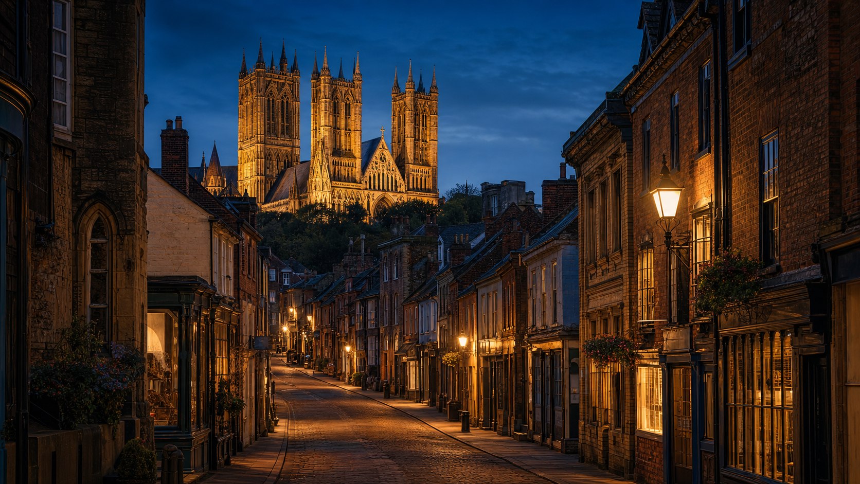 Historic Lincoln street at blue hour