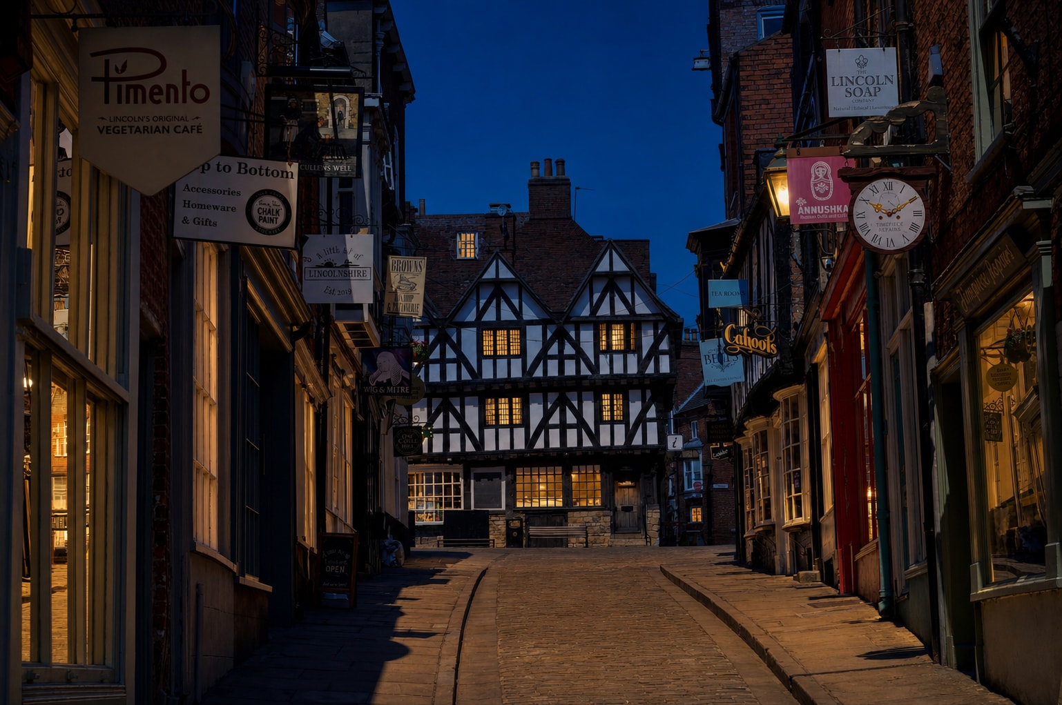 Steep Hill and the Cathedral Quarter at blue hour